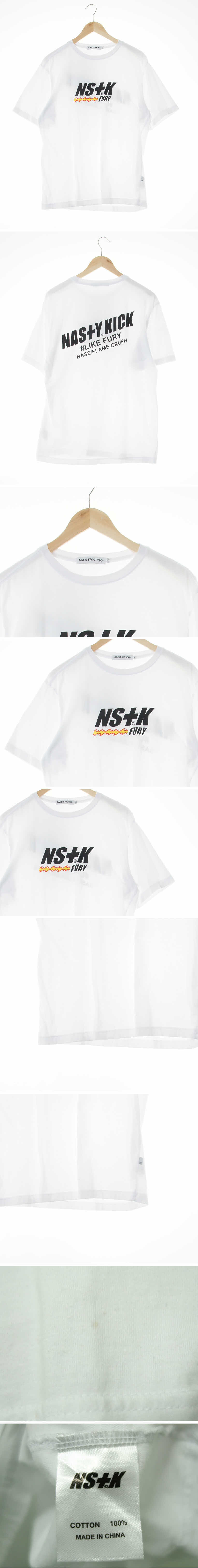 nastykick 빅센터로고반팔티 nastykick 화이트 프린팅 면 빅센터로고반팔티