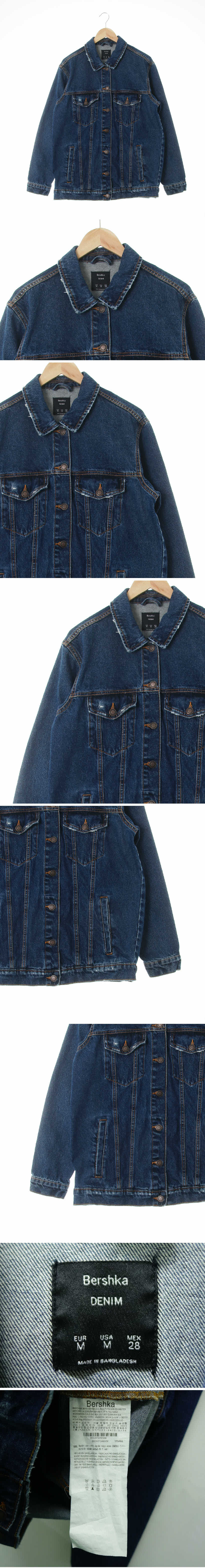 bershka 중청 데님 워싱데미지루즈핏청재킷