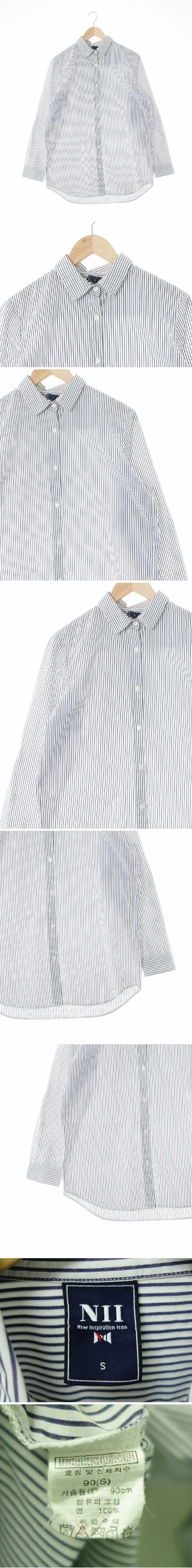 니 루즈핏롱셔츠 니 네이비 스트라이프 면 루즈핏롱셔츠