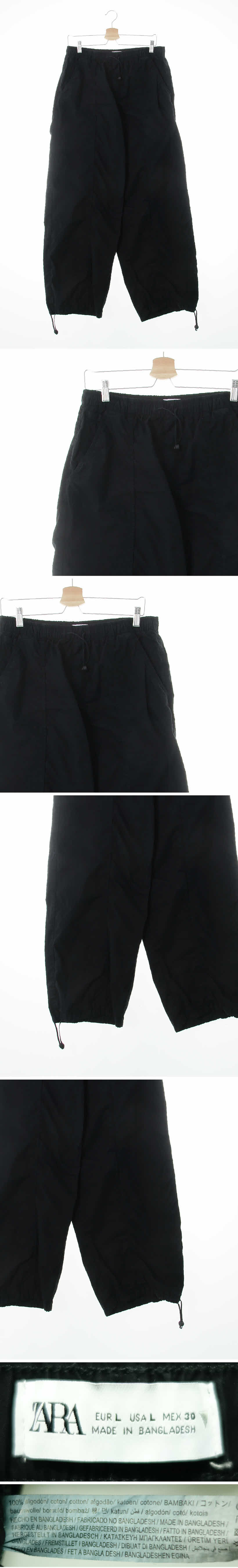 자라 절개라인와이드라이트팬츠 자라 블랙 면 절개라인와이드라이트팬츠