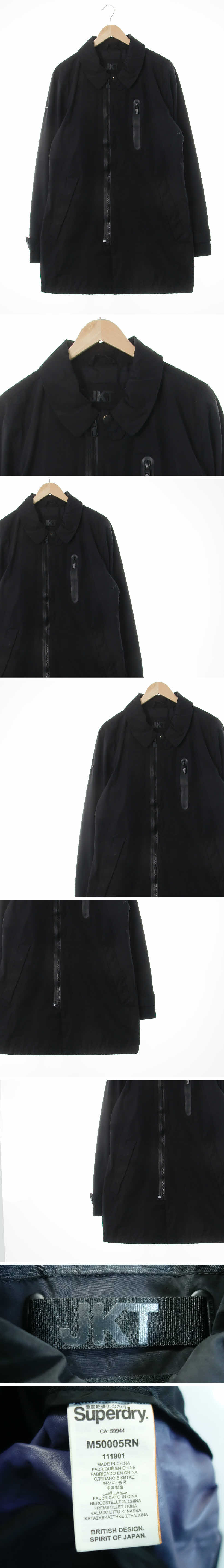 superdry 싱글카라사선지퍼하프트렌치코트 superdry 블랙 면혼방 싱글카라사선지퍼하프트렌치코트