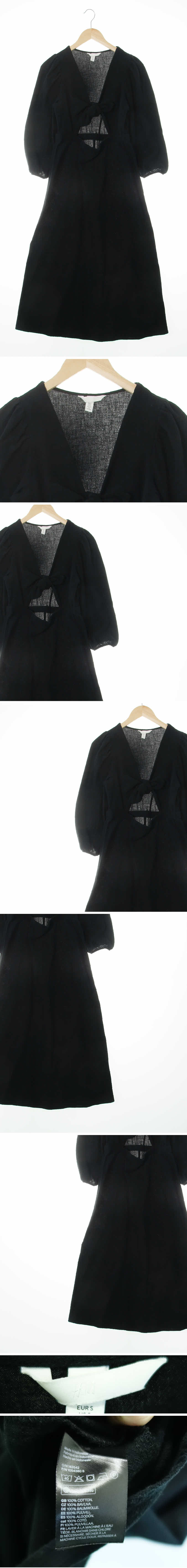 h&m 매듭리본셔링맥시비키니커버드레스 h&m 블랙 면 매듭리본셔링맥시비키니커버드레스