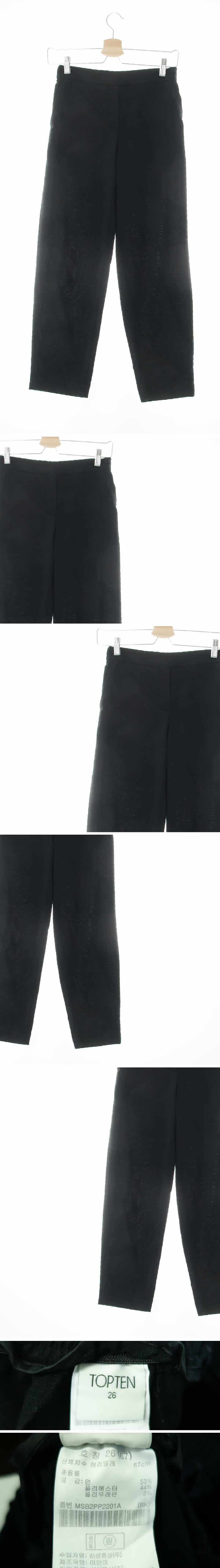 탑텐 뒷밴딩슬림크롭팬츠 탑텐 블랙 면혼방 뒷밴딩슬림크롭팬츠