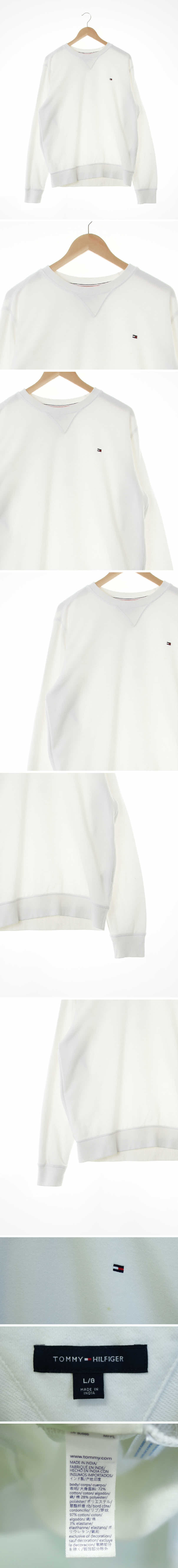 타미힐피거 자수로고크루넥맨투맨 타미힐피거 화이트 면혼방 자수로고크루넥맨투맨