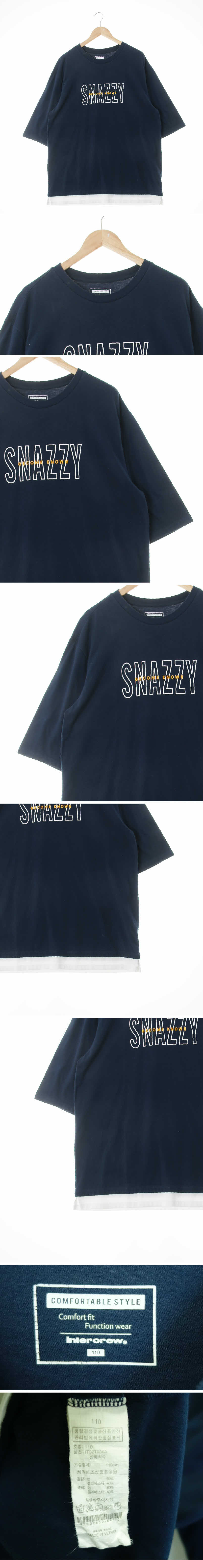 인터크루 SNAZZY크루넥반팔티 인터크루 네이비 프린팅 면혼방 SNAZZY크루넥반팔티
