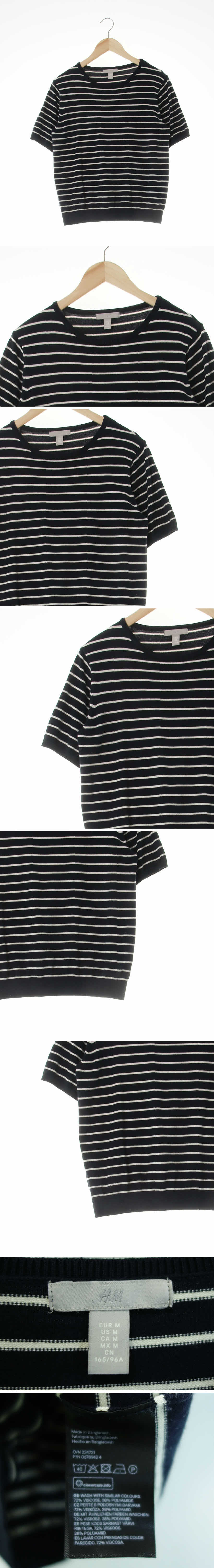 h&m 시보리라운드반팔니트 h&m 네이비 스트라이프 시보리라운드반팔니트
