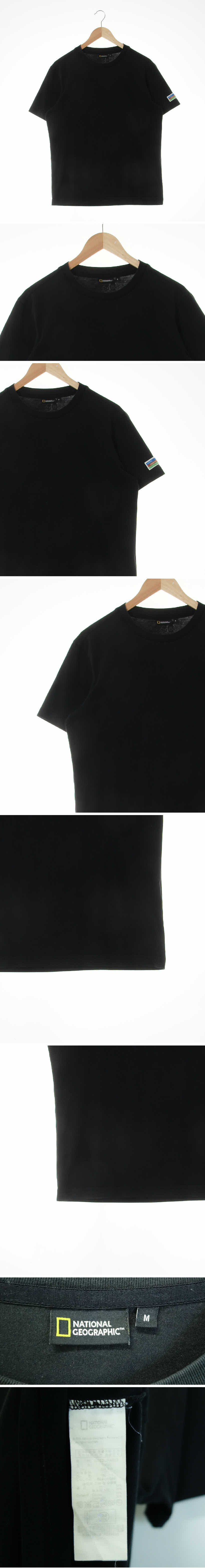 내셔널지오그래픽 소매패치크루넥반팔티 내셔널지오그래픽 블랙 프린팅 면혼방 소매패치크루넥반팔티