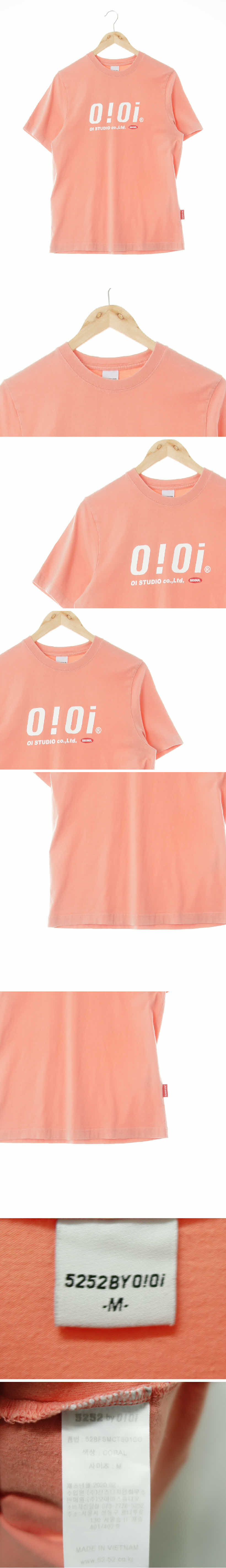 오아이오아이 센터빅로고라운드반팔티 오아이오아이 코랄 프린팅 면 센터빅로고라운드반팔티