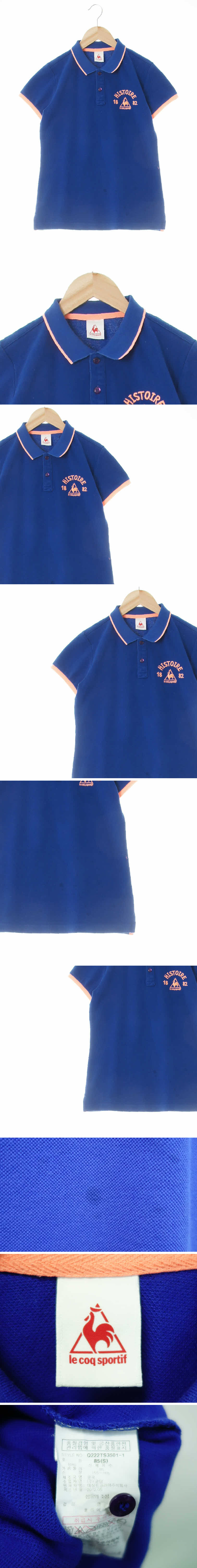 르꼬끄 오렌지포인트슬림반팔카라티 르꼬끄 블루 면 오렌지포인트슬림반팔카라티