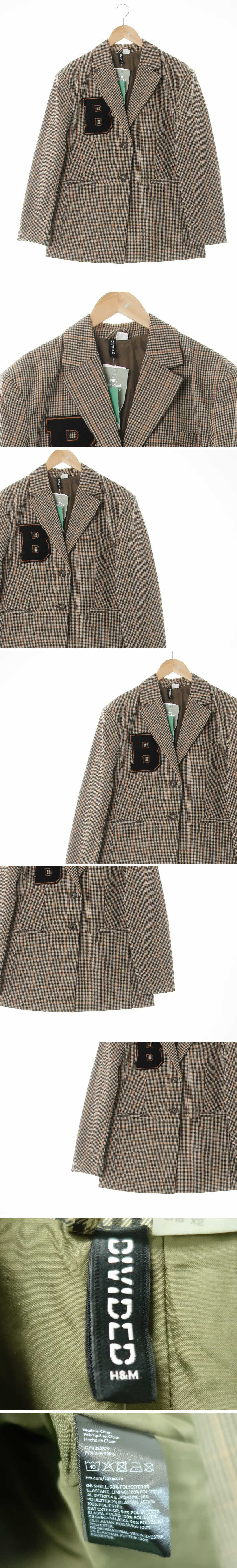 h&m 비패치블레이저자켓 h&m 브라운 체크 비패치블레이저자켓
