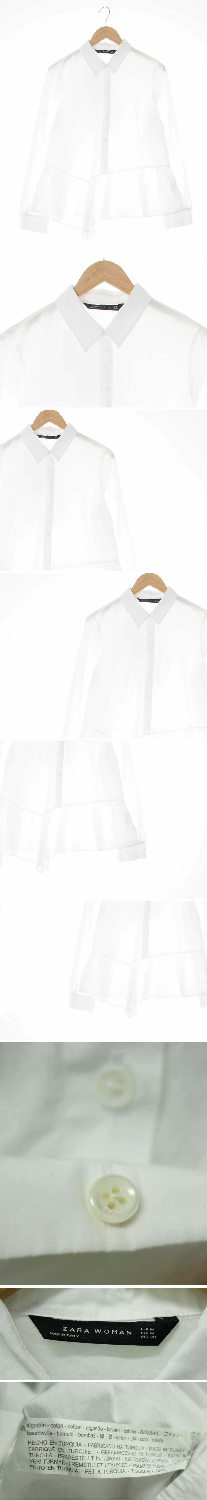 자라 언발란스셔링긴팔블라우스 자라 화이트 면 언발란스셔링긴팔블라우스
