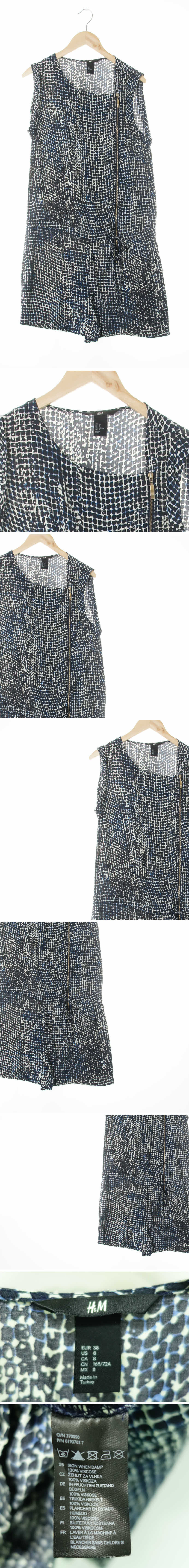 h&m 유넥사선지퍼나시점프슈트 h&m 네이비 뱀피무늬 비스코스 유넥사선지퍼나시점프슈트