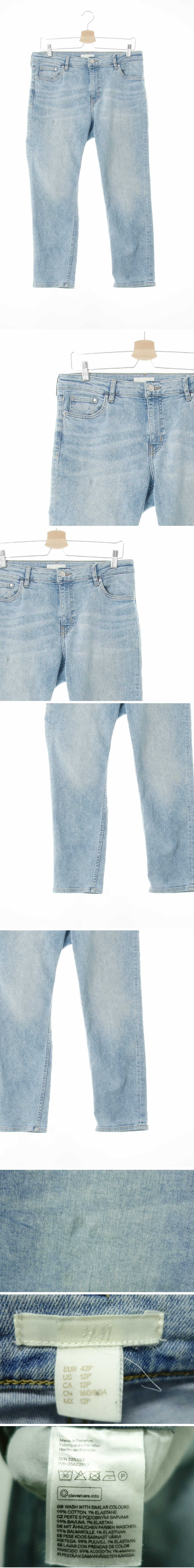 h&m 연청 데님 하이돌청워시드크롭진