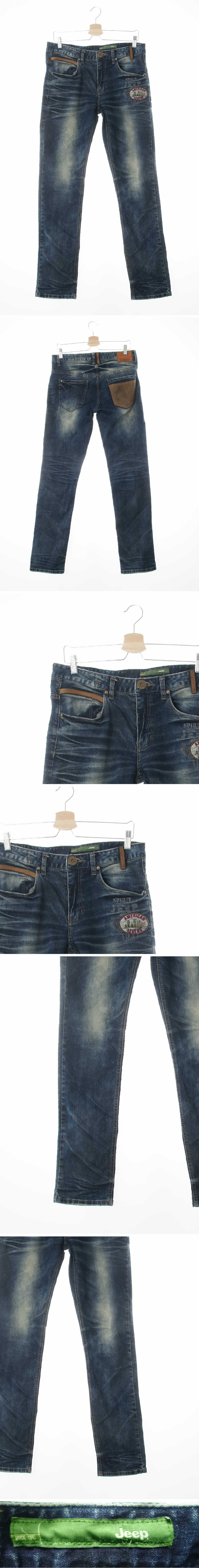 지프 로고패치빅워시드진 지프 진청 데님 로고패치빅워시드진