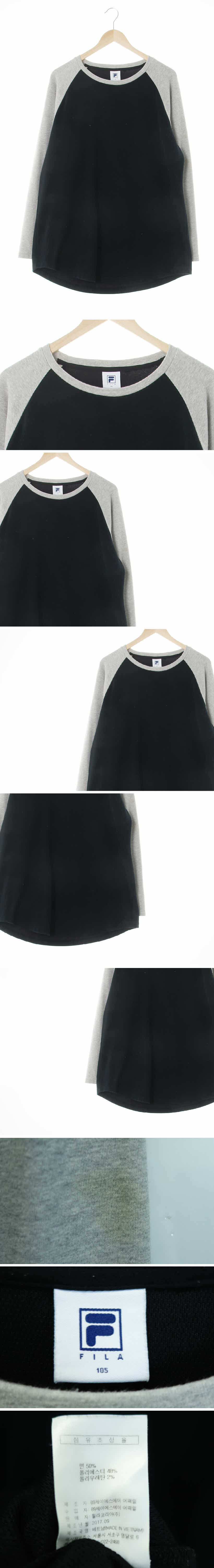 필라 크루넥나그랑긴팔티 필라 블랙그레이 면혼방 크루넥나그랑긴팔티
