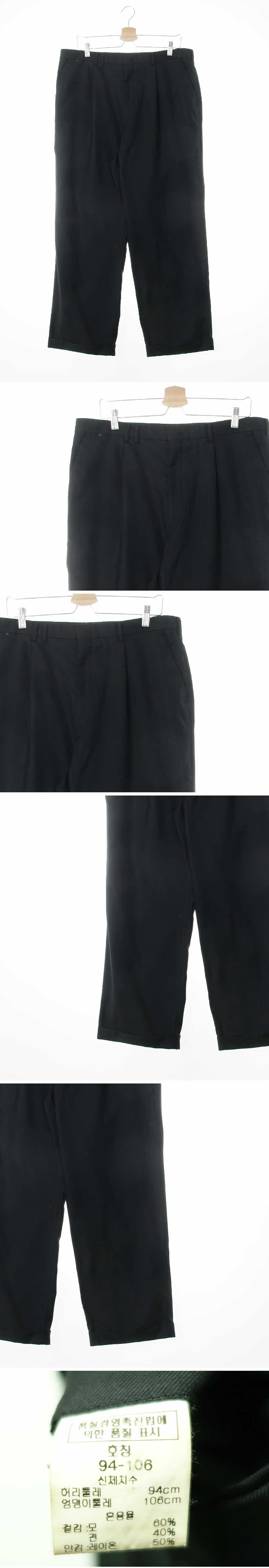 basso 롤업핀턱정장바지 basso 블랙 실크혼방 롤업핀턱정장바지