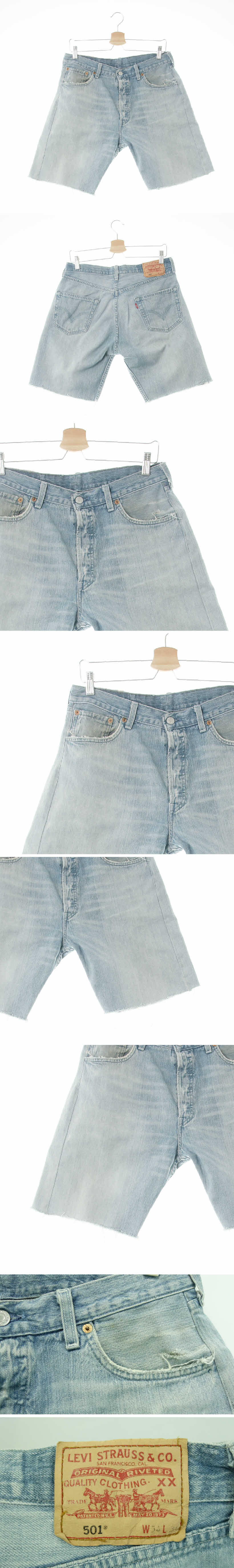리바이스501 워싱크롭숏진 리바이스501 연청 데님 워싱크롭숏진