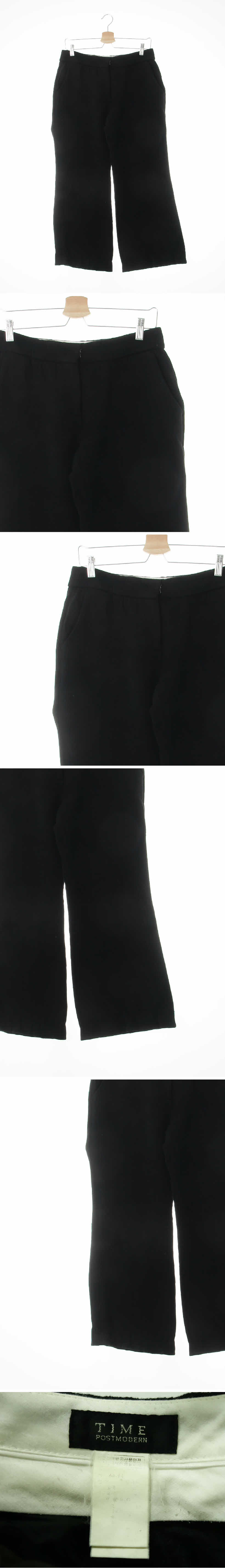 타임 모직부츠컷팬츠 타임 블랙 울혼방 모직부츠컷팬츠