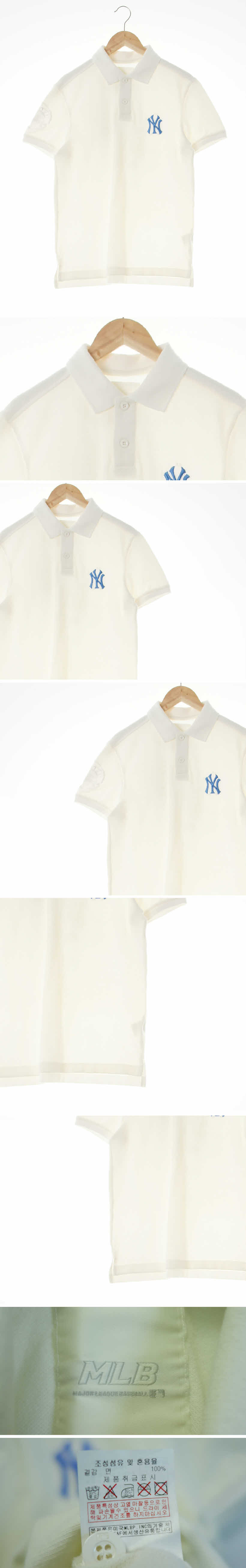 MLB 뉴욕양키즈빅자수로고카라반팔티 MLB 화이트 면 뉴욕양키즈빅자수로고카라반팔티