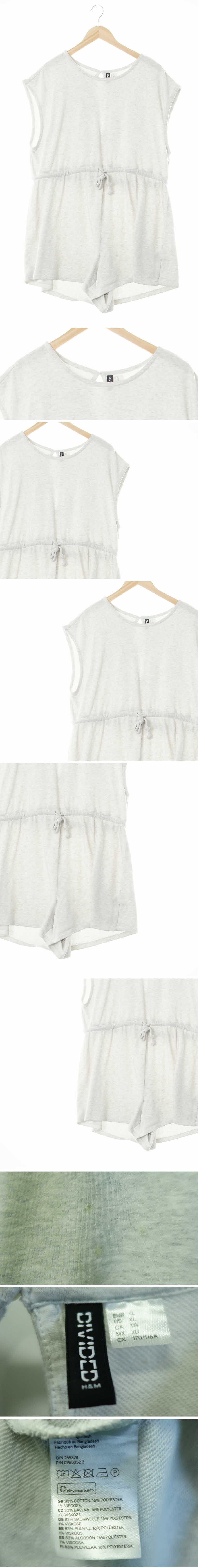 h&m 오버핏밴딩민소매점프슈트 h&m 오트밀 면혼방 오버핏밴딩민소매점프슈트