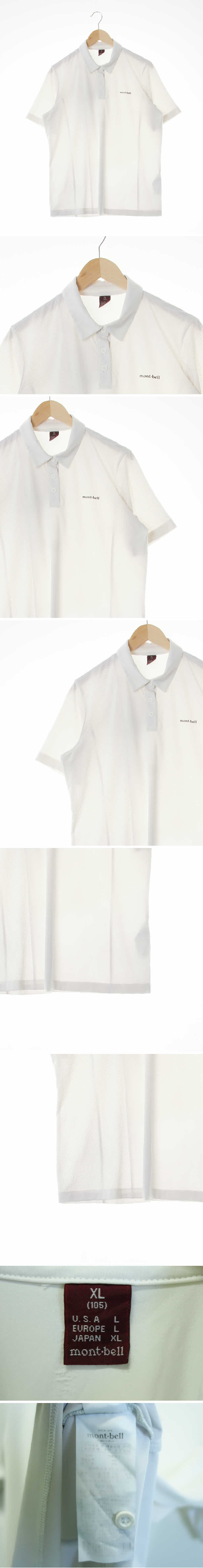 몽벨 저지반팔카라티 몽벨 화이트 프린팅 저지반팔카라티