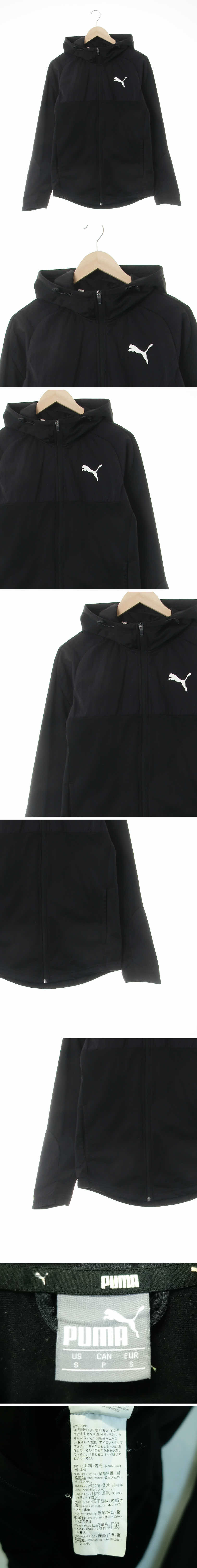 퓨마 하이넥후드집업 퓨마 블랙 프린팅 하이넥후드집업