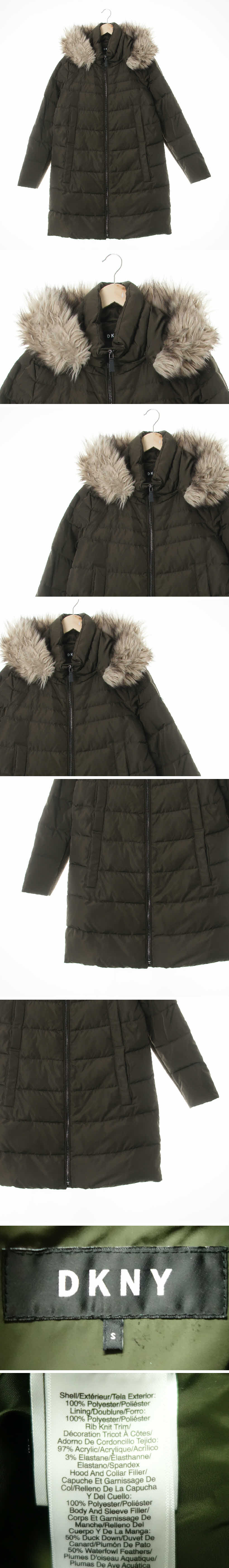 dkny 소매니트배색롱패딩 dkny 피클그린 덕다운 소매니트배색롱패딩