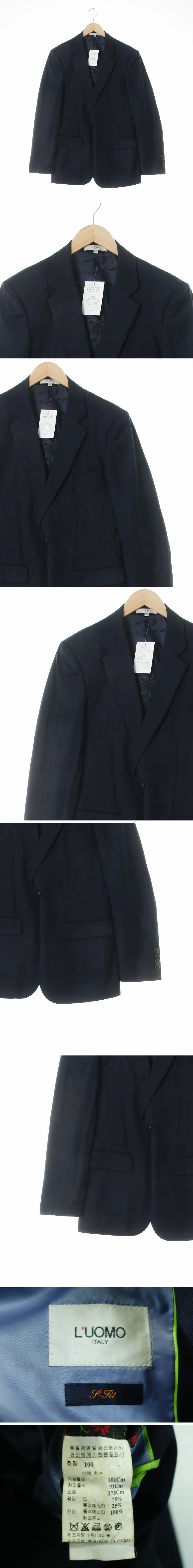 luomo 싱글투버튼블레이저 luomo 네이비 체크 울혼방 싱글투버튼블레이저