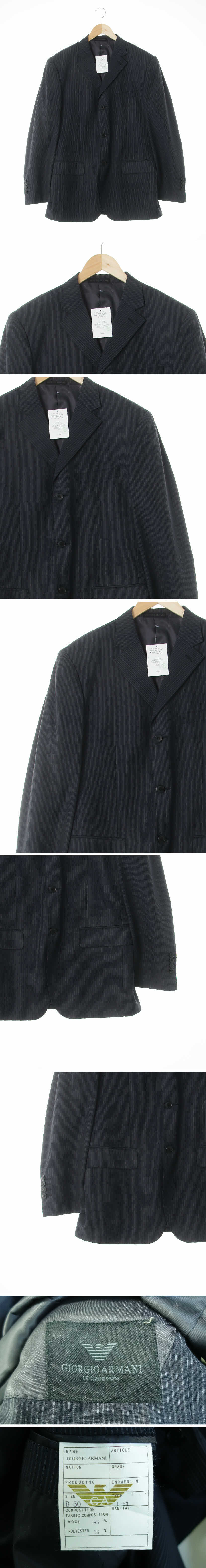 조르지오아르마니 쓰리버튼블레이저 조르지오아르마니 네이비 스트라이프 울혼방 쓰리버튼블레이저
