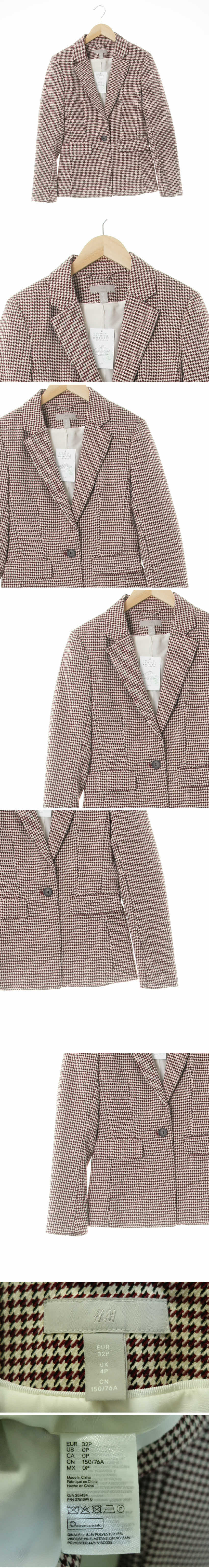 h&m 원버튼슬림블레이저 h&m 버건디 하운드체크 원버튼슬림블레이저