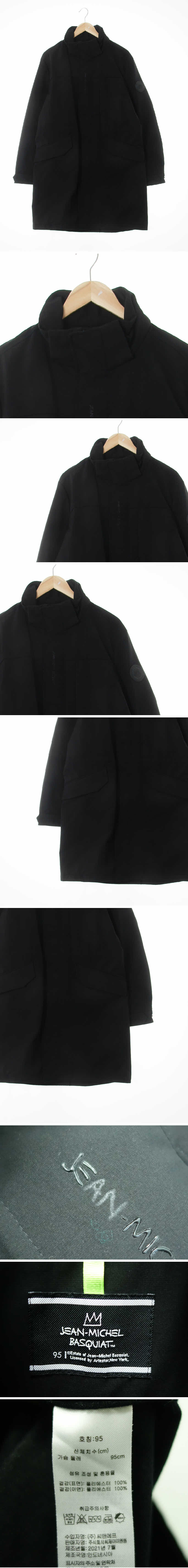 장미쉘바스키아 세로로고하이넥롱자켓 장미쉘바스키아 블랙 세로로고하이넥롱자켓
