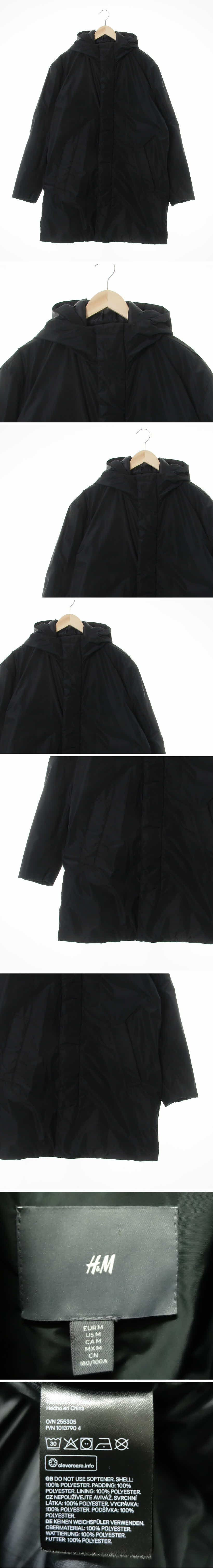h&m 하이넥경량롱바스락패딩 h&m 블랙 하이넥경량롱바스락패딩