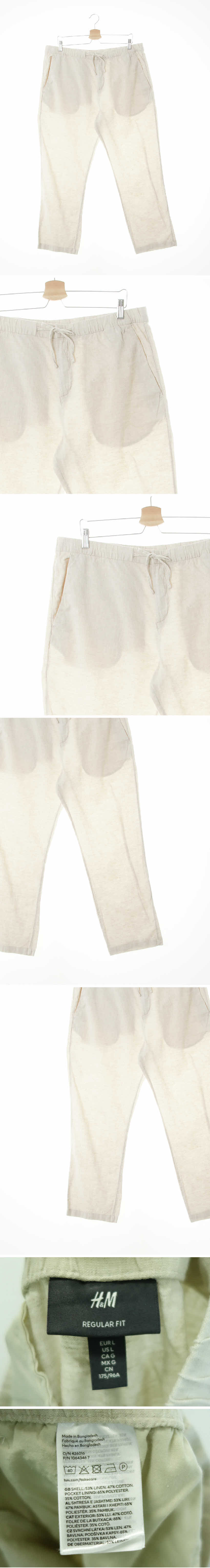 h&m 베이직팬츠 h&m 베이지 린넨혼방 베이직팬츠