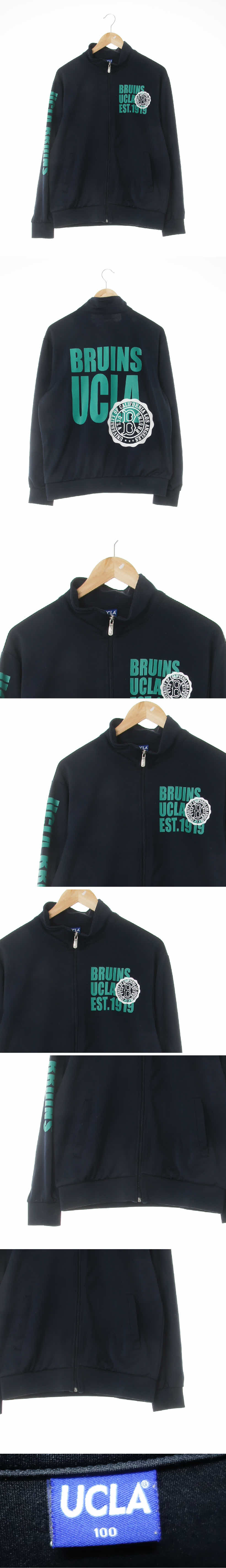 UCLA 소매레터링반목집업 UCLA 잉크네이비 프린팅 소매레터링반목집업