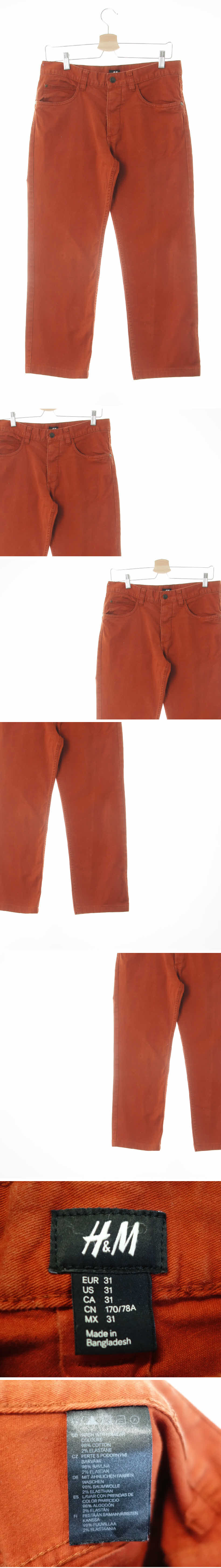 h&m 미드라이즈테이퍼드핏팬츠 h&m 오렌지브라운 면혼방 미드라이즈테이퍼드핏팬츠