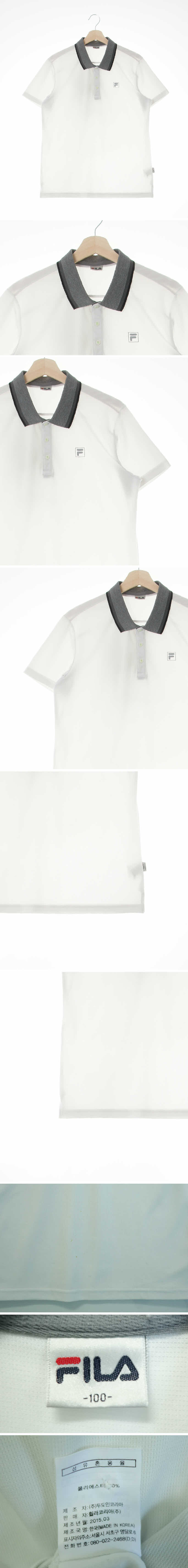 필라 배색카라반팔티 필라 화이트 프린팅 배색카라반팔티