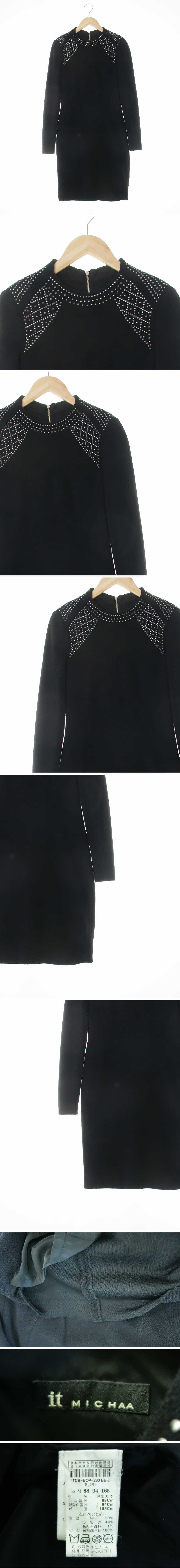 잇미샤 스터드슬림모직원피스 잇미샤 블랙 울혼방 스터드슬림모직원피스
