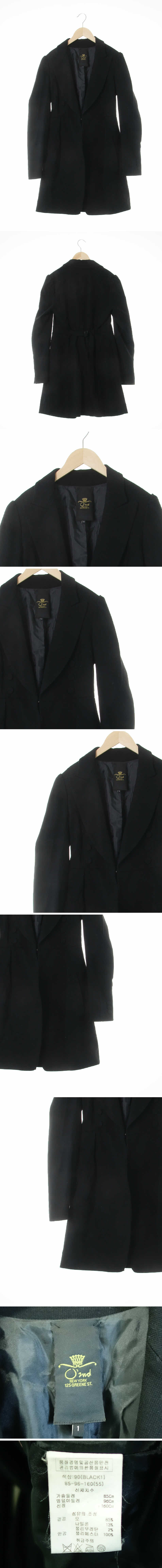 오즈세컨 핀턱롱간절기코트 오즈세컨 블랙 울혼방 핀턱롱간절기코트