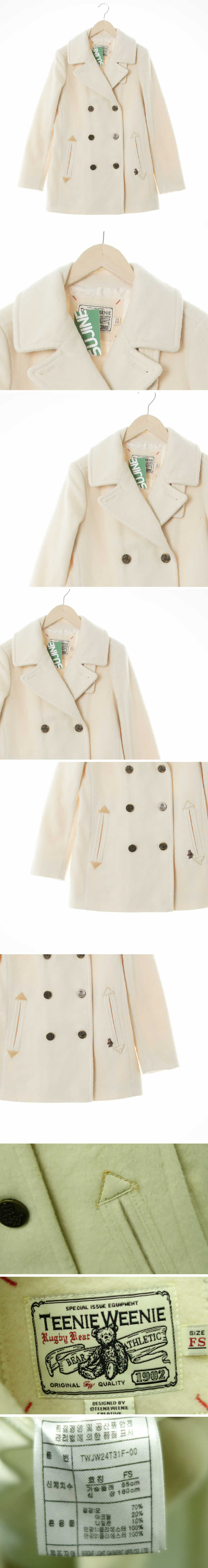 티니위니 빈티지더블버튼미디코트 티니위니 아이보리 울혼방 빈티지더블버튼미디코트