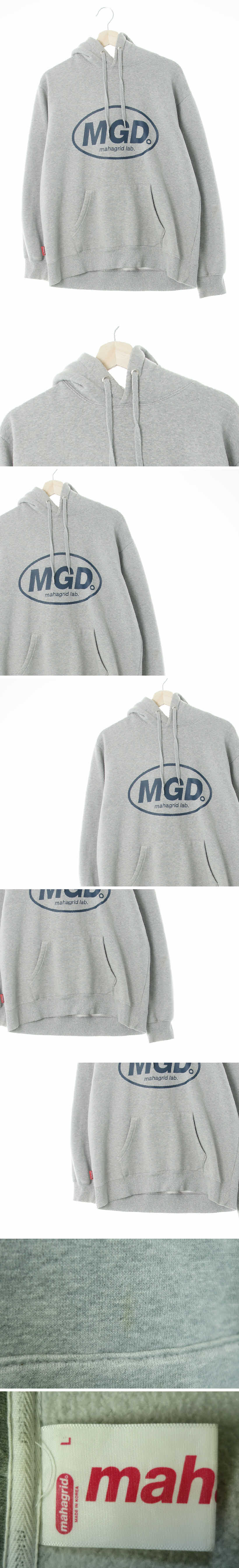 마하그리드 mgd로고후디티셔츠 마하그리드 그레이 면혼방 mgd로고후디티셔츠