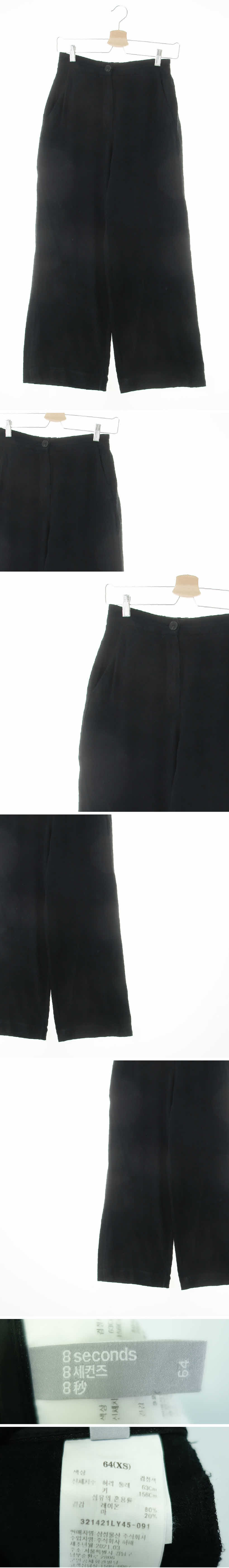 에잇세컨즈 밴딩릴렉스9부쿨팬츠 에잇세컨즈 블랙 린넨혼방 밴딩릴렉스9부쿨팬츠
