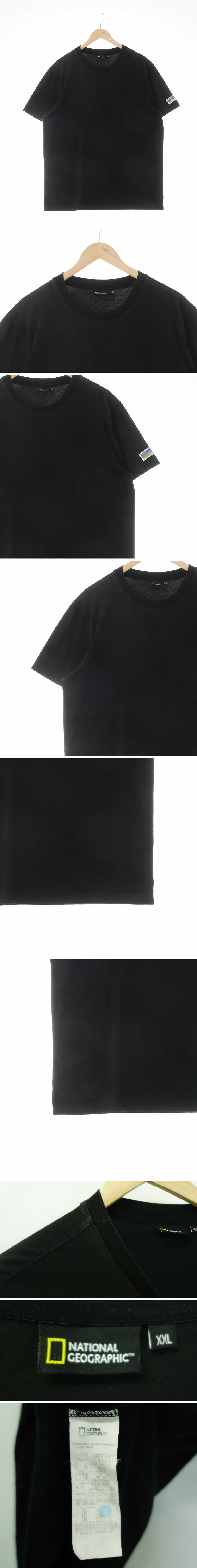 내셔널지오그래픽 라운드반팔티셔츠 내셔널지오그래픽 블랙 프린팅 면혼방 라운드반팔티셔츠