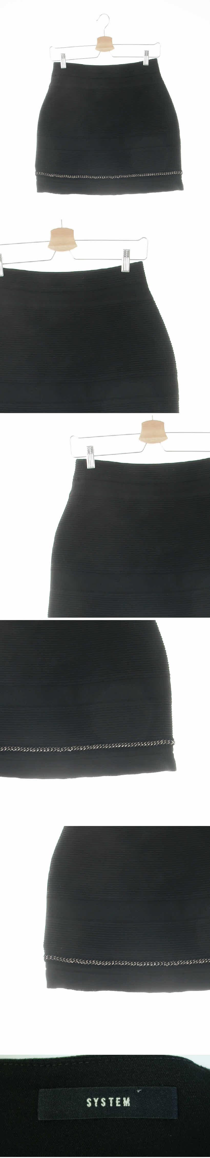 시스템 체인양각패턴미니스커트 시스템 블랙 스트라이프 체인양각패턴미니스커트