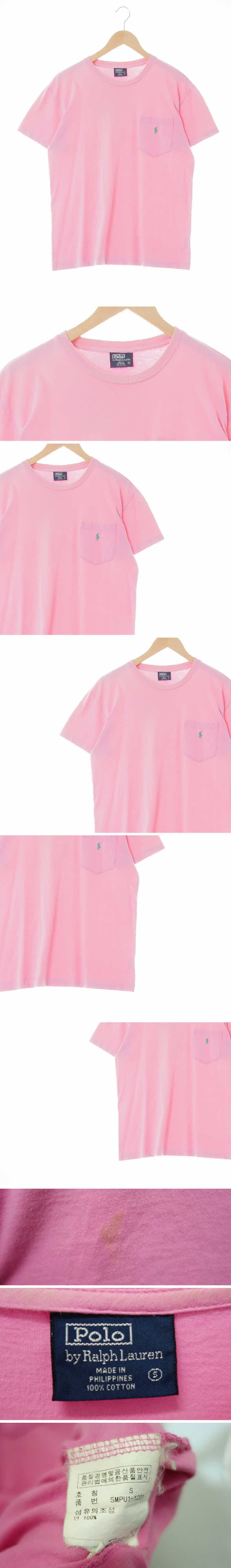 폴로랄프로렌 포켓라운드반팔티 폴로랄프로렌 핑크 면 포켓라운드반팔티