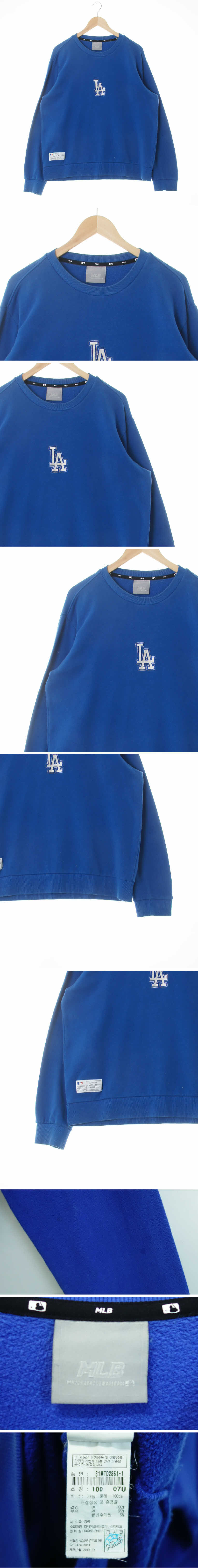 MLB 스티치자수로고스웨트셔츠 MLB 블루 면 스티치자수로고스웨트셔츠