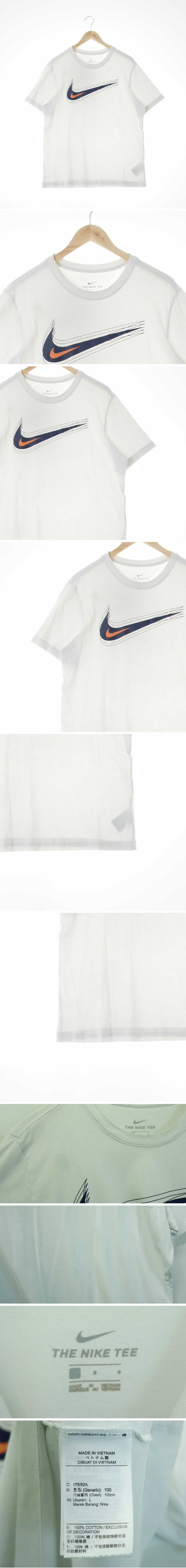 나이키 빅로고크루넥반팔티 나이키 화이트 프린팅 면 빅로고크루넥반팔티