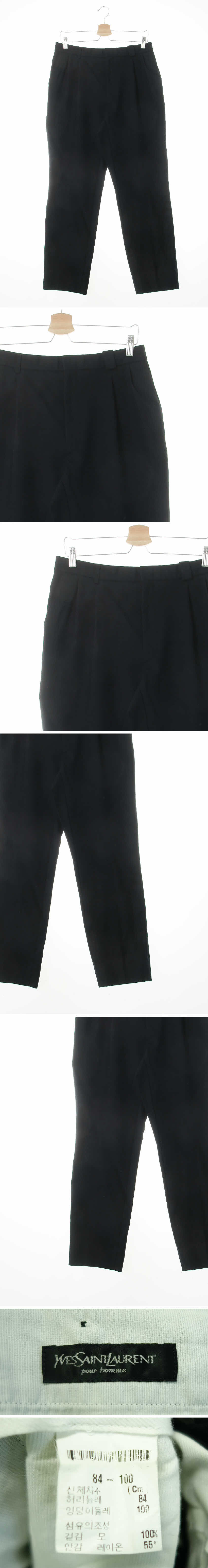 입생로랑 투턱모직슬랙스팬츠 입생로랑 블랙 울 투턱모직슬랙스팬츠