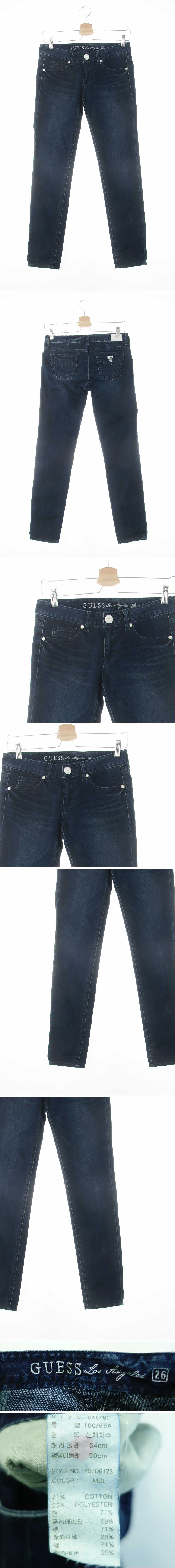 Guess 진청 데님 빅큐빅버튼로우스키니진