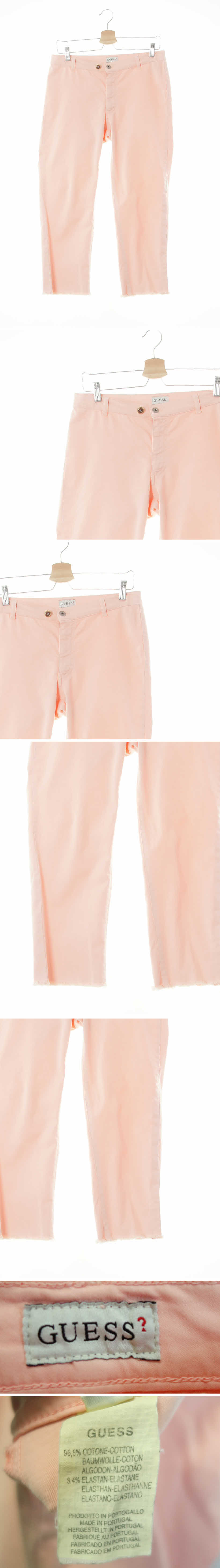 Guess 커팅수술크롭팬츠 Guess 살몬코랄 면혼방 커팅수술크롭팬츠