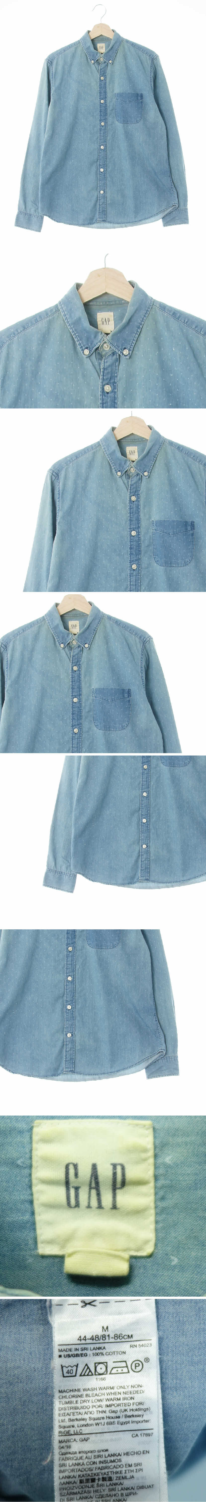 gap 긴팔빈티지셔츠 gap 진청 V패턴 면 긴팔빈티지셔츠